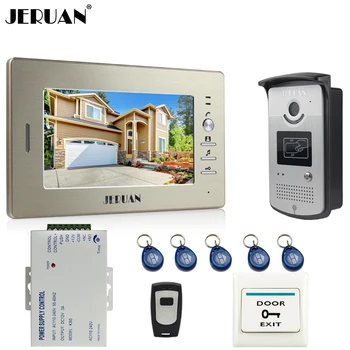 

JERUAN Home 7 inch LCD Screen Video Door Phone Intercom System 1 Monitor + 700TVL RFID Access Camera + Remote Control In stock