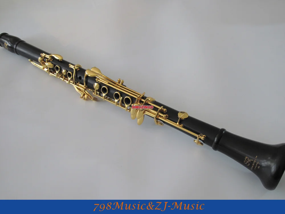 

SR New Grenadilla Black Wooden Ebony A Clarinet With Mouthpiece Gold Plated Keys