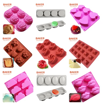 

BAKER DEPOT silicone soap mold flower cake bakeware tool muffin cupcake jello pudding ice mould pastry biscuit bread baking mold