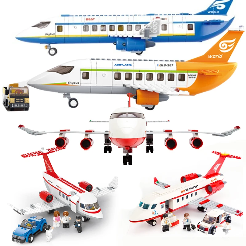 

compatible legoing city plane Airplane sets friends Airport station kits helicopter figure building blocks kids toys child brick