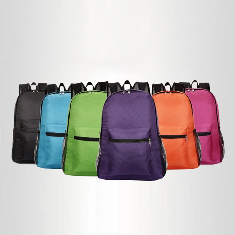 2017 Portable Fold Backpack Zipper Soild Nylon Ultralight Traveling Women Men Shoulder Bags