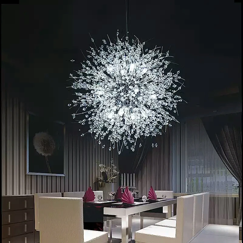 Современный Креативный светодиодный подвесной светильник с кристаллами для гостиной, спальни, магазина одежды, сферический подвесной светильник с одуванчиком