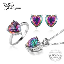 Jewelrypalace corazón 4.1ct anillo genuino rainbow fuego mystic topaz colgante pendiente de plata de ley 925 de joyería de moda