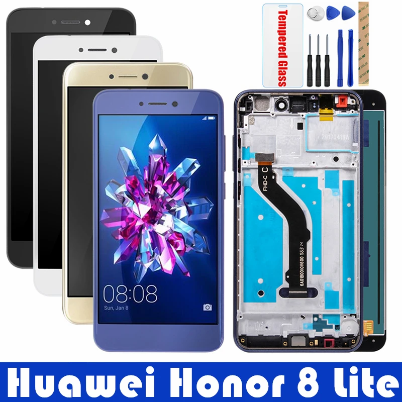 

Original Huawei Honor 8 Lite LCD Display + Frame 10 Touch Panel Screen Honor 8 Lite LCD Digitizer Replacement Spare Repair Parts