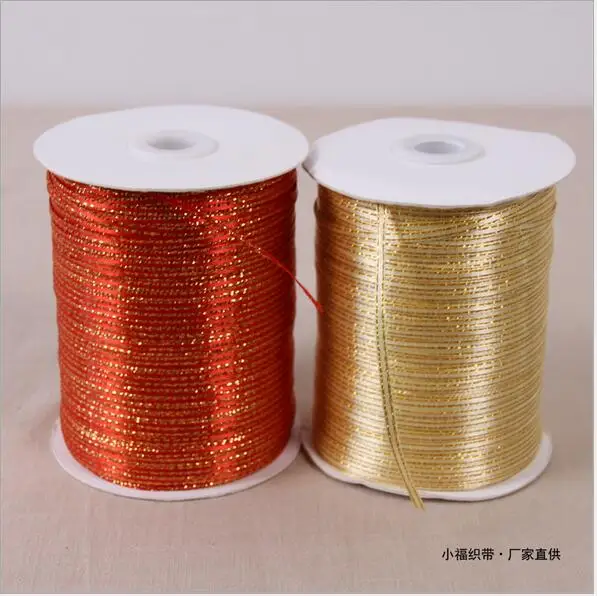 

50Yards/Lot 1/8''(3mm) Gold Edge Ribbon high quality grosgrain satin ribbons gift packaging ribbons Wedding Party Decoration