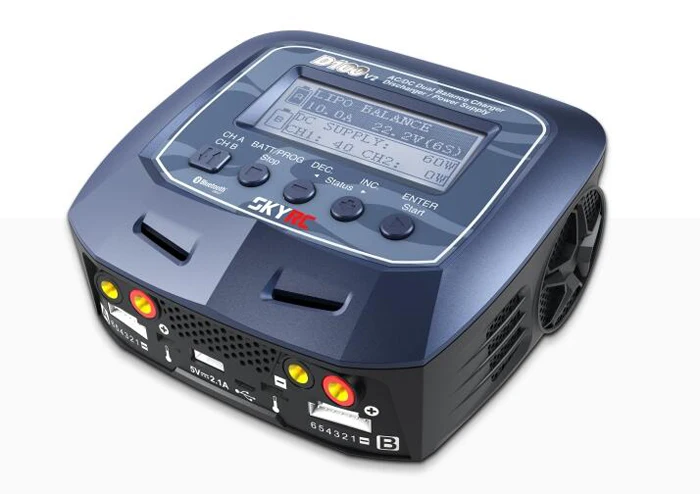 

Skyrc D100 V2 Twin-Channel Charger AC/DC LiPo 1-6s 2x100W with Bluetooth intelligent Balance Charger for Lipo Li-ion Battery