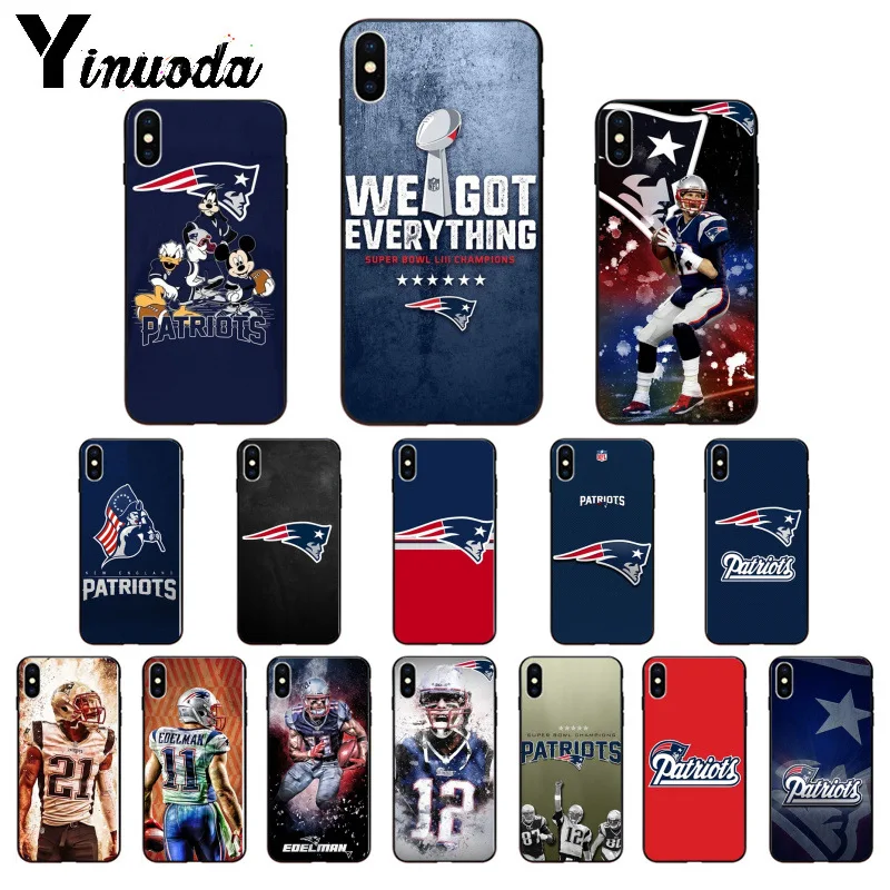 

Yinuoda New England Patriots Silicone Soft TPU black Phone Case for Apple iPhone 8 7 6 6S Plus X XS MAX 5 5S SE XR Cover