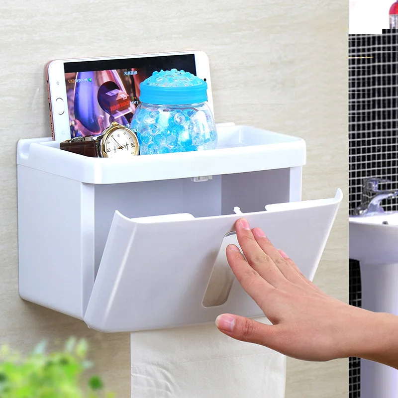 مصاصة الحائط المرحاض ورقة حامل الحمام تركيبات البلاستيك لفة ورقة حاملي مع الهاتف اللوحي تخزين كبيرة قدرة