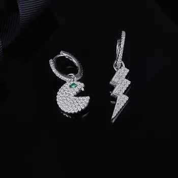 

Ins-APM "Pac" Asymmetric Earring Female Irregular Ear Pendant Cold Pale Ear Nail Retro Lightning Cannibals