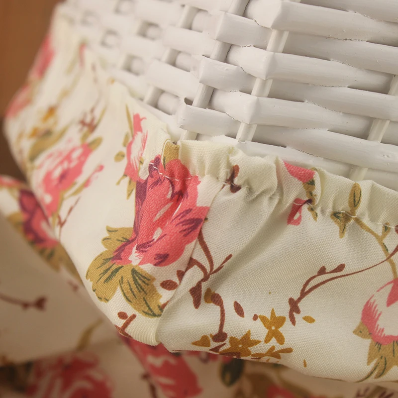 Storage wicker rattan baskets Willow Sweet Rose Flora White Wicker Storage Baskets Decorative Wicker Baskets for Home Neatening