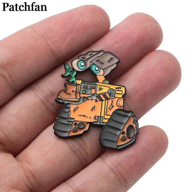 Patchfan WALL E Robots металлический Узелок цинка Значки для рубашки сумка для одежды рюкзак броши для обуви значки медали украшения A1949