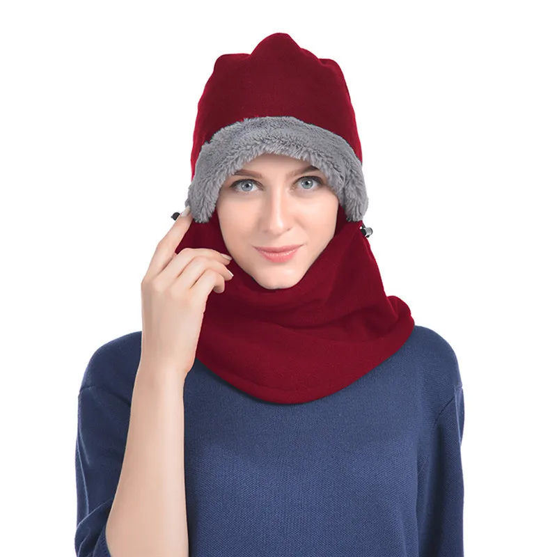 Outdoors Winter Riding Skiing Trapper Double Layer Multi-functional Fleece Windproof Hat Face Mask Neck Warmer For Men& Women