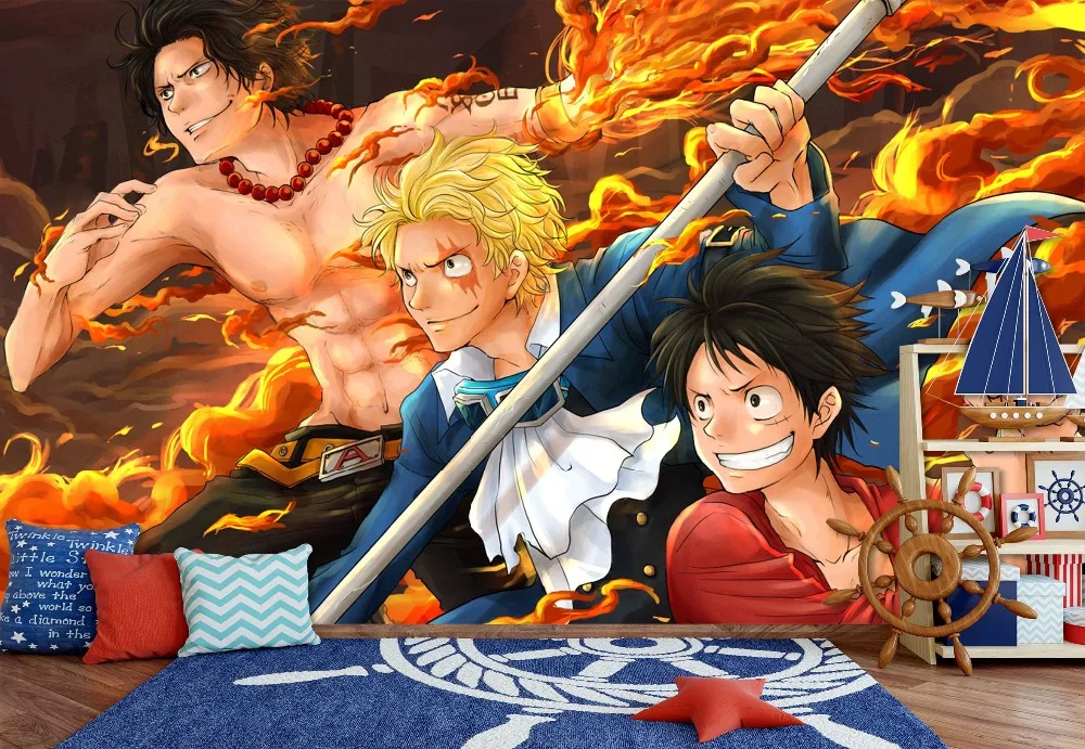 [Self-Adhesive] 3D One Piece Flame War 6 Japan Anime Wall Paper mural Print Decal Murals | Обустройство дома