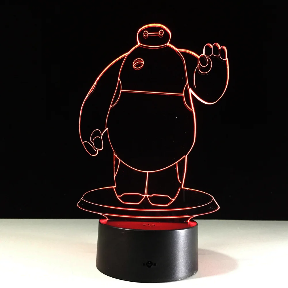 Baymax 3D привело голограммы ночник настольная лампа Usb сенсорный выключатель Luminaria 7 цветов декоративный светильник детей обратно в школу