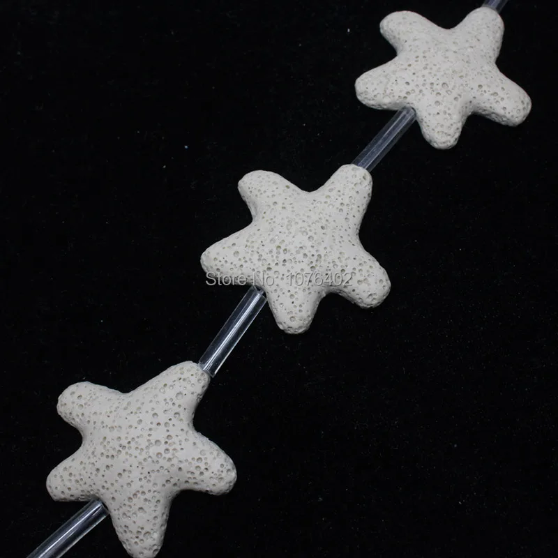 

Mini. order is $7! 38~42mm Natural White Volcanic Lava Stone Starfish Star Spacer Loose Beads 15"