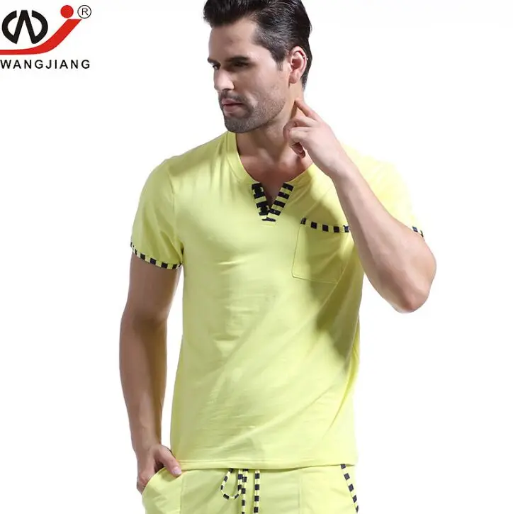 WJ высококачественные популярные мужские повседневные шорты, спортивный костюм для мужчин, домашняя одежда, свободные хлопковые штаны для сна и штаны со стрелками, 6 цветов - Цвет: sets same as photo