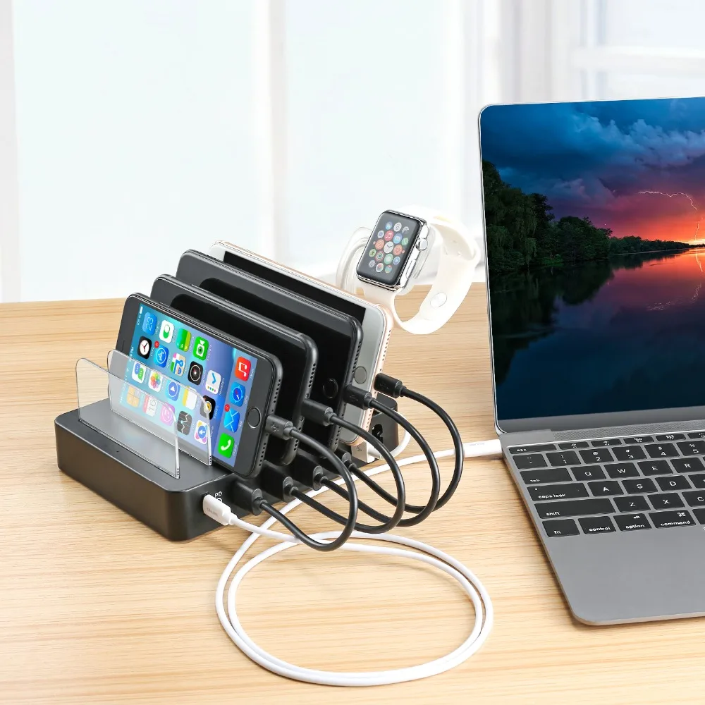 

Quick Charge PD QC 3.0 6-Port USB Charger+Type C Ports USB Wall Charger Power Adapter for Samsung/Xiaomi/iPhone/huawei/LG/Sony