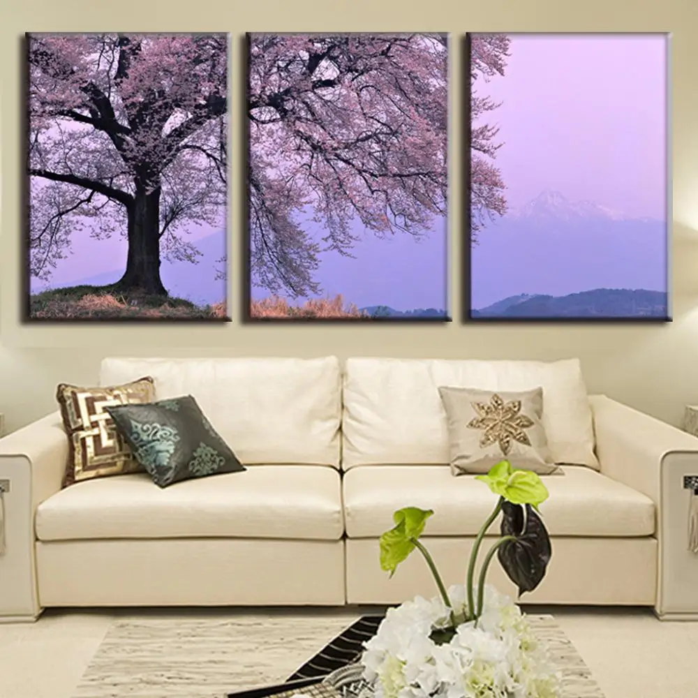 

Landscape Winter Plum Cherry Tree Blossom Canvas Prints Painting Japan Snow Mountain Wall Picture Home Decor
