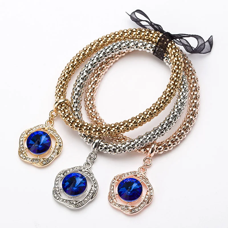 

2017 new female bracelet rhinestone zinc alloy rose gold/silver color charm bracelets for women fashion jewelry MDJB240