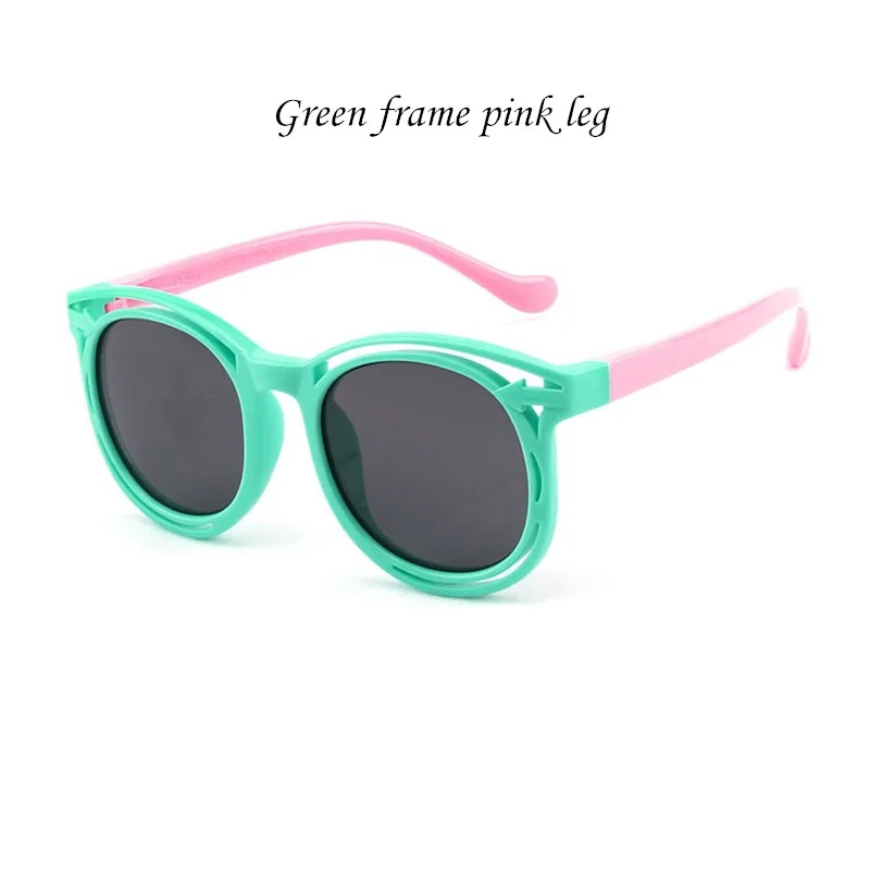 green pink Новые модные детские очки для девочек, Брендовые очки для детей, очки для мальчиков, UV400 линзы, детские солнцезащитные очки, милые очки, очки - Цвет линз: green pink