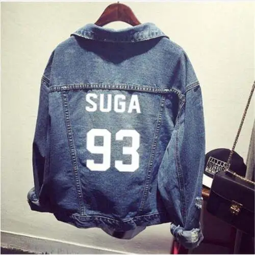 Kpop EXO GOT7 jin suga одежда рубашка джинсовая куртка пальто с дырками Женская