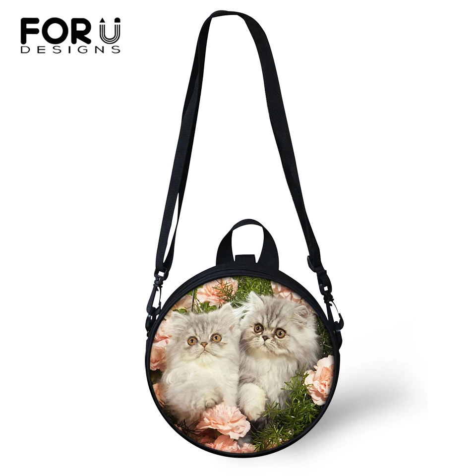 FORUDESIGNS/женские сумки-мессенджеры круглой формы, милый чехол с животным узором, принт, Kindergarden, Детская сумка на плечо, круговые сумки для девочек