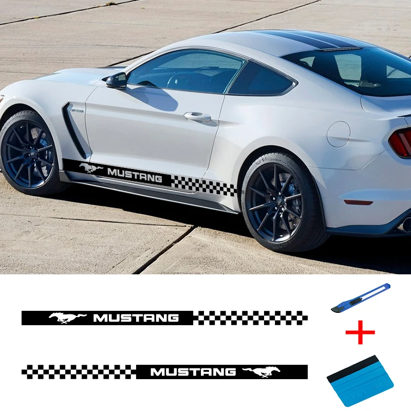 

2 PCS Vinyl Side Sticker Decals Stripes Wraps Body Stickers Car Styling For Ford Mustang