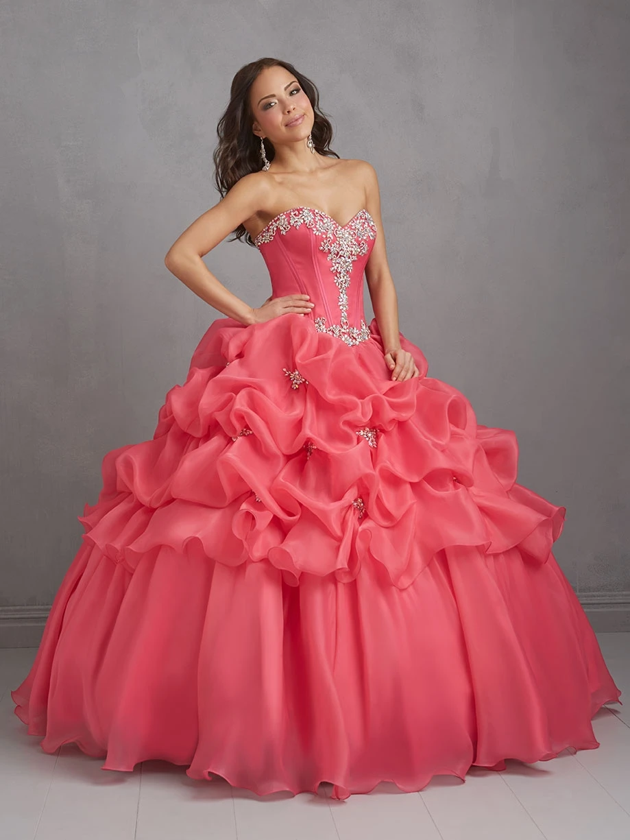 Без бретелек Элегантный синий бальное платье органза Кристаллы Quinceanera платья для женщин