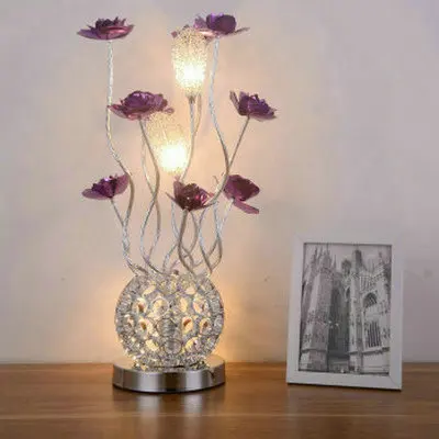 50cm purple Гостиная исследования светодиодные настольные лампы Спальня Ночной цветок Настольная лампа Свадебные украшать стол света Красота салон современные светодиодные лампа прикроватная настольная лампа для детей - Цвет абажура: 50cm purple
