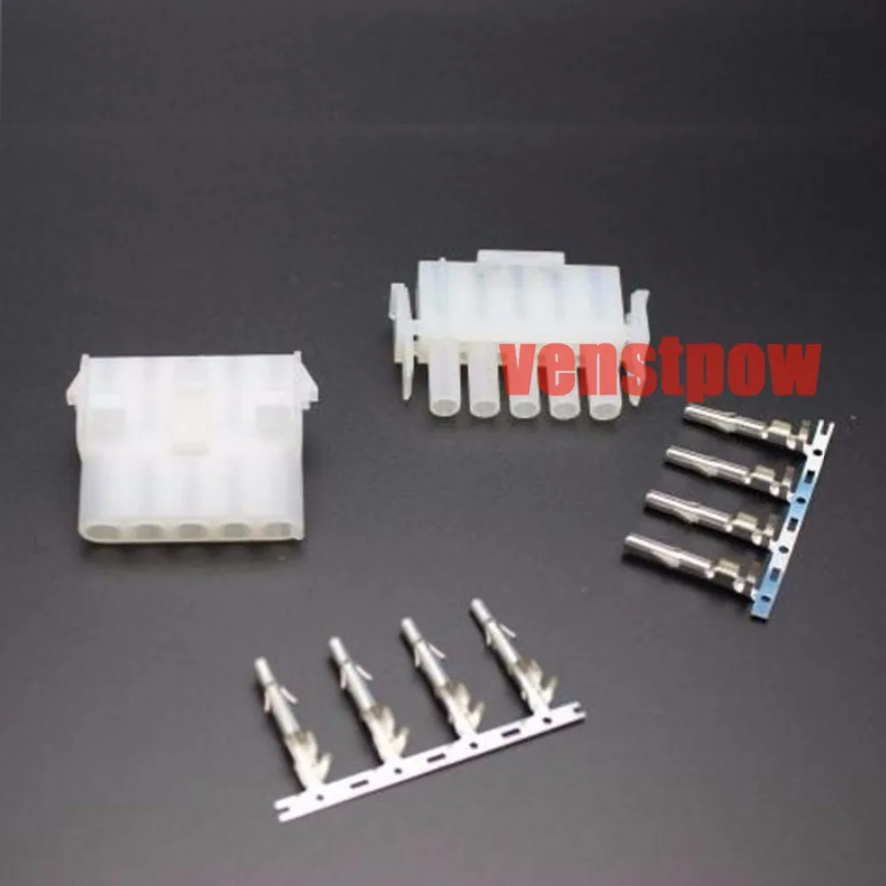 Buy 10 set 5 Pin way Electrical Wire Connector Plug 63080 6.3mm pitch