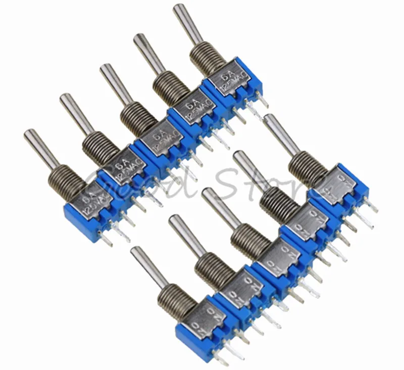 20 Pc SMTS-102 3-Pin SPDT ON-ON Toggle Switch 6A 125V 