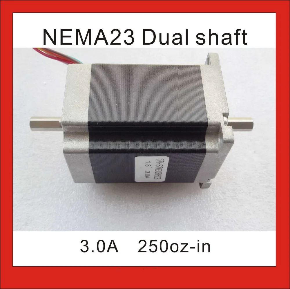 8mm Dual Shaft NEMA 23 Stepper Motor 180 N.cm (250 oz in) Body Length