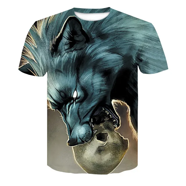 Новинка, 3D принт волка, крутая забавная футболка с животными, мужские летние топы с коротким рукавом, футболка, Мужская модная футболка male4XL - Цвет: 5