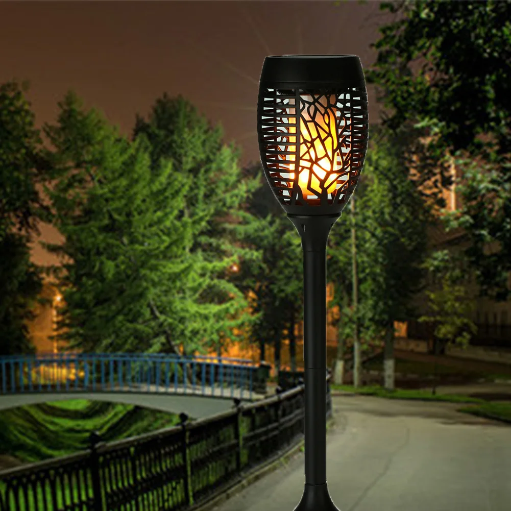 

Solid Garden Landscape USB Interface Solar Powered Easy Install Practical Waterproof Branch Pattern Led Inductive Flame Lamp