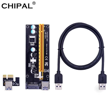 

CHIPAL 10pcs 100CM Black VER007S PCI-E Riser Card PCIE 1X to 16X Extender 15Pin SATA Molex Power USB 3.0 Cable for BTC LTC Miner