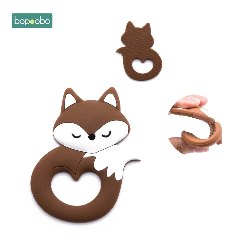 Bopoobo 젖꼭지 장난감에 대 한 5pc 실리콘 폭스 펜 던 트 음식 학년 실리콘 작은 막대 Teethers 아이 선물에 대 한 치아 장난감에 대 한
