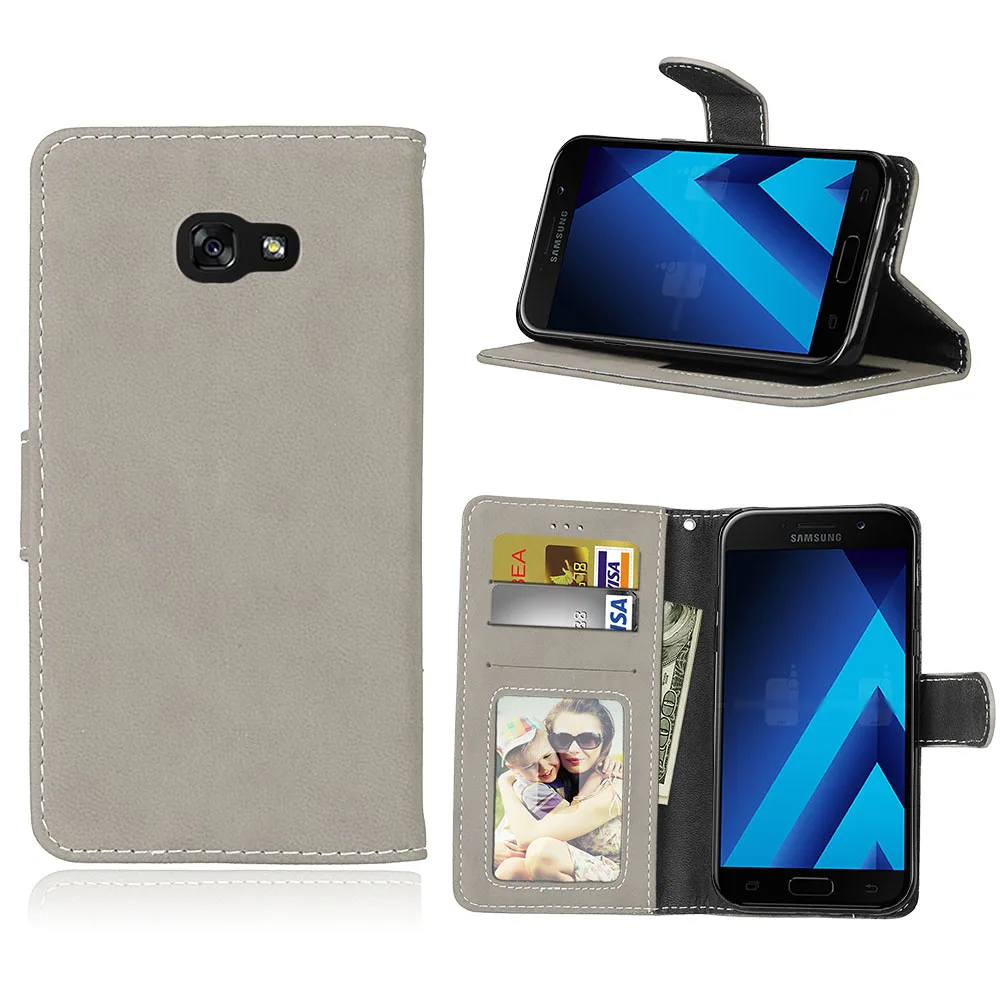 Gray Для samsung Galaxy A5 чехол A520 чехол Роскошный флип из искусственной кожи Fundas для samsung A 5 чехол A 520 Coque 5,2 ''чехол для телефона s - Цвет: Gray