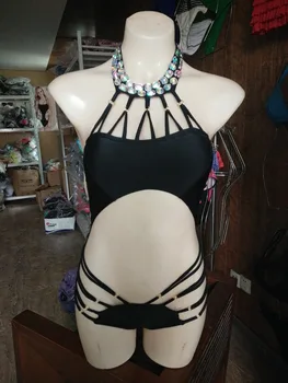 

HOTTING 2017newest rhinestone brand bikini bandeau beach swimwear crystal swimsuit girls monokini bathing suit biquini beachwear