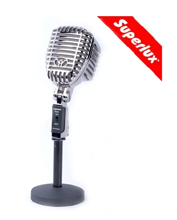 

Superlux wh5 Classical super-cardioid dynamic vocal microphone retro microphone Mirror Chrome table stand as gift