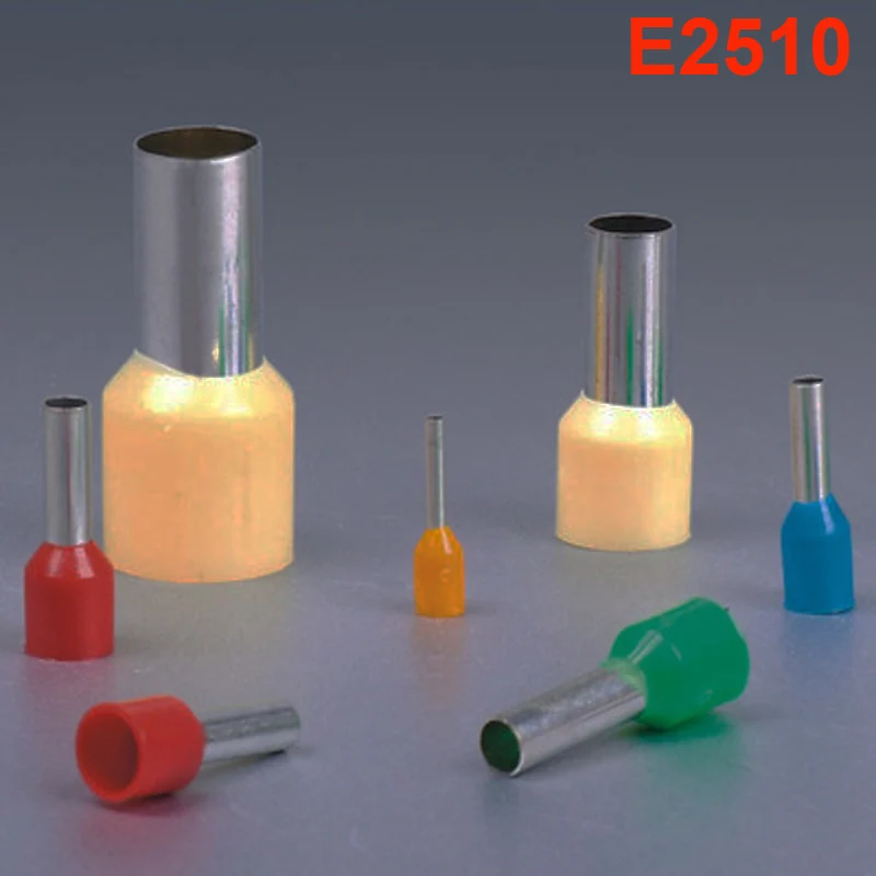 

1000pcs E2510 Ferrule Terminal Cord End Terminal AWG14 2.5mm Copper Brass Wire Copper Insulated Crimp Pin Connector Terminals