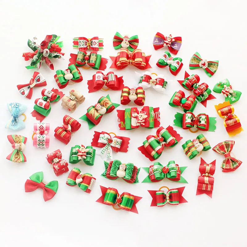 

50 Pcs/100 Pcs Handmade Dog Ribbon Bows Pet Supplies Festival Bows 6011005 Puppy Grooming Accessories