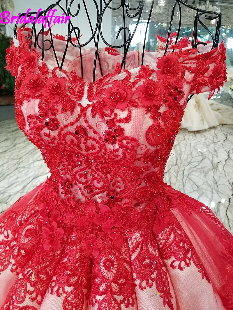 Роскошное красное платье Quinceanera Abiti di Бальные платья Lussureggiante Vestito Nuziale на шнуровке Robe De Mariage di Alta vestidos