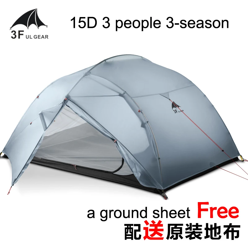 3F UL Gear Qinkong3 3 местный 15D двухслойный герметичный походный тент с силиконовым
