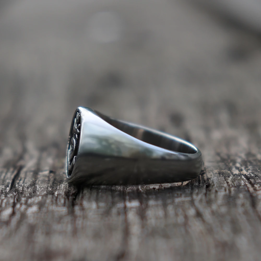 Загадочный символ серебряного цвета 316L нержавеющая сталь байкерские кольца мужские модные уплотнительные кольца ювелирные изделия