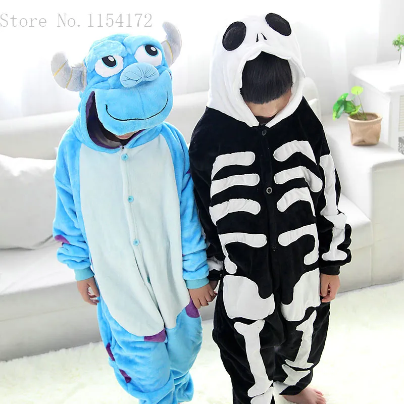 

Unisex Kigurumi Clothing Skeleton & Sullivan Animal Pajamas sleepwear Jumpsuit kids clothes baby rompers Flannel Onesies costume