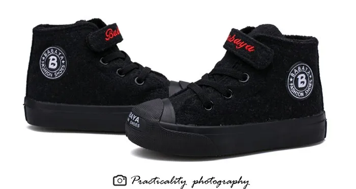New 2017 Autumn Children Boots Short Plush Warm Shoes Flock Boys Girls Boots Casual Winter Black Gray Rubber Sole Kids Sneakers 491 (9)