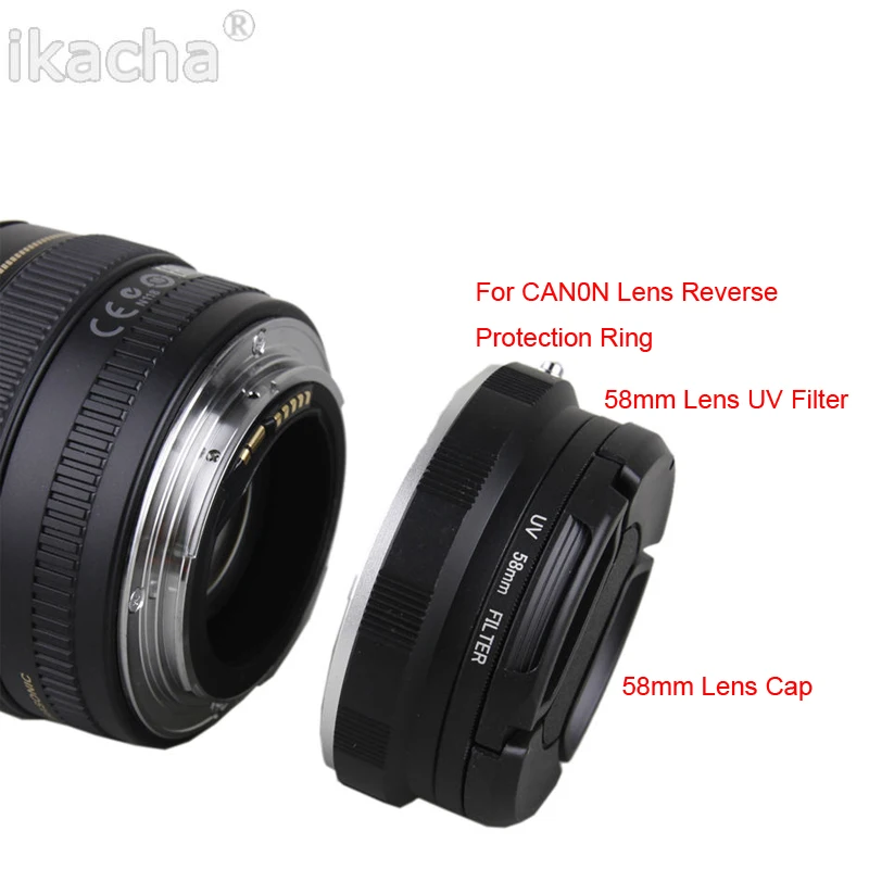 4 In1 Camera Macro Lens Reverse Adapter Protection Set for Canon 60D 70D 600D 700D 750D 1200D 100D Lens 58mm UV Filter-2