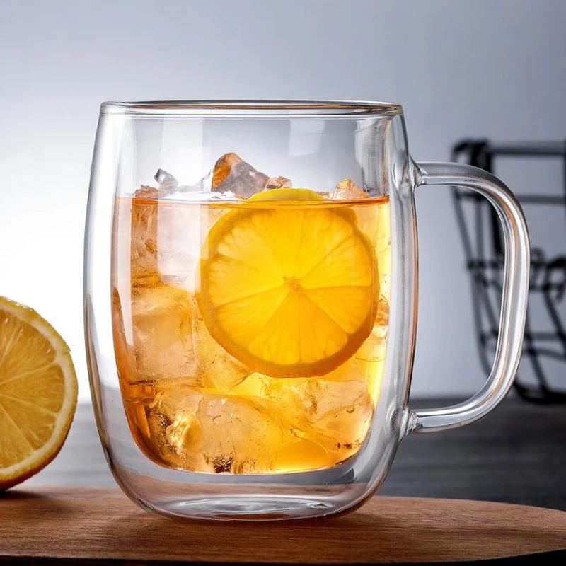 

Heat Resistant Double Wall Glass Cup Tea Drinkware Cup Handmade Healthy Drink Mug Tea Mugs Transparent Drinkware