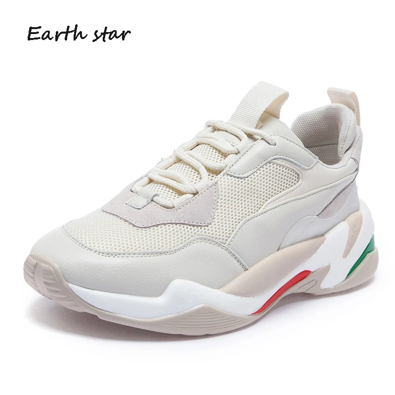 

Shoes Women Platform Sneaker Patchwork zapatos de mujer 2019 Spring New chaussures femme Ladies chunky footware Breathable Beige