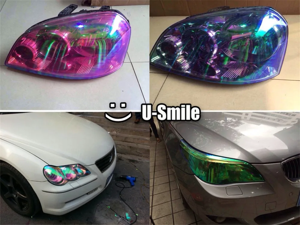 36 Rolls/Lot Rainbow Chameleon Headlight Wrap Chameleon Headlight Film